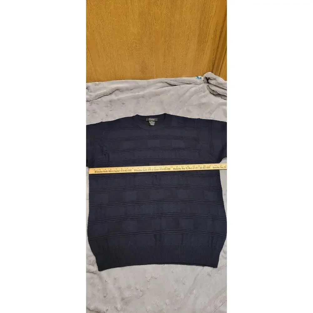 Giorgiolini Made in Italy Wool Blend Textured Knit Sweater Mens XXL Navy Fall